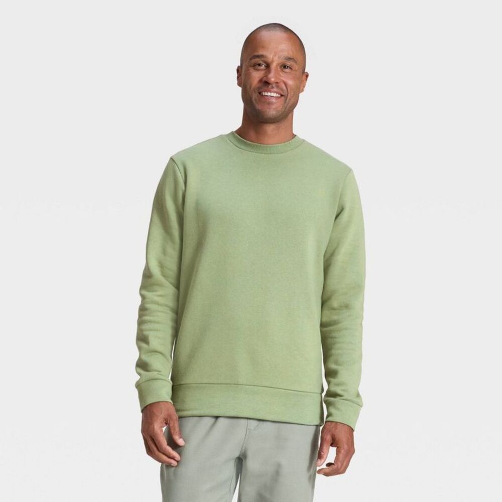 Men's Every Wear Fleece Crewneck Sweatshirt - Goodfellow & Co Light Green XXL
